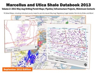 Marcellus and Utica Shale Databook 2013
Volume 2: 2013 May-Aug Drilling Permit Maps; Pipeline/Infrastructure Projects, Midstream Contacts
74 Detail Maps, including individual county maps for permits issued May-Aug; Regulatory/Legal Update; Permits by Driller and More!

September 2013 Edition

 