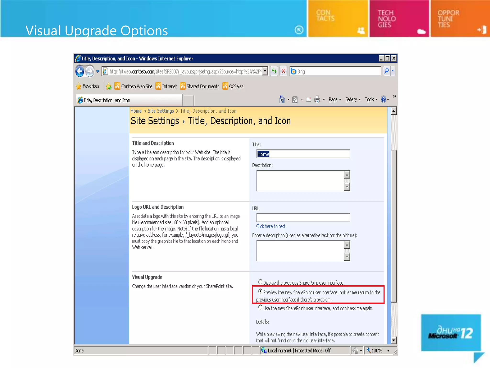 Visual Upgrade Options
 