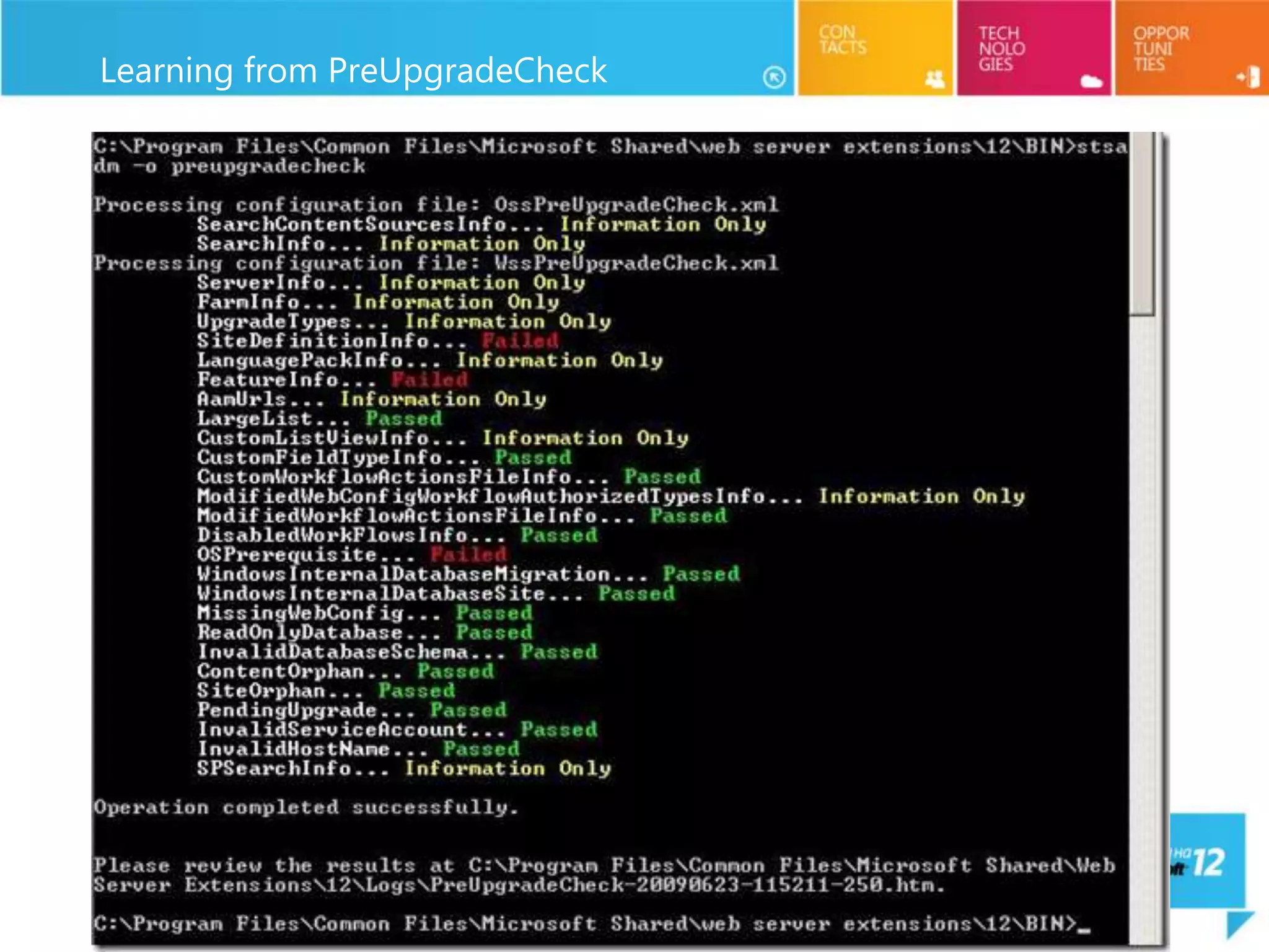 Learning from PreUpgradeCheck
 