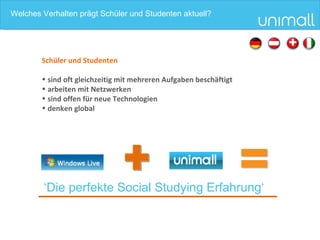 Schüler und Studenten sind oft gleichzeitig mit mehreren Aufgaben beschäftigt arbeiten mit Netzwerken sind offen für neue Technologien  denken global ‘ Die perfekte Social Studying Erfahrung‘ Welches Verhalten prägt Schüler und Studenten aktuell? 