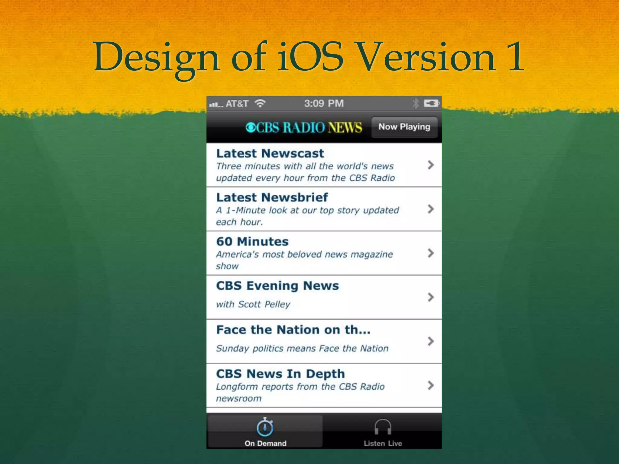 Design of iOS Version 1
 