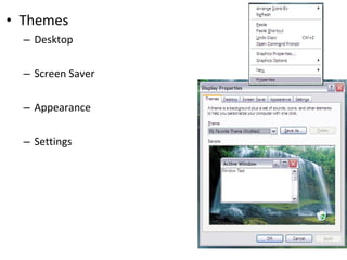 Themes Desktop Screen Saver Appearance Settings 