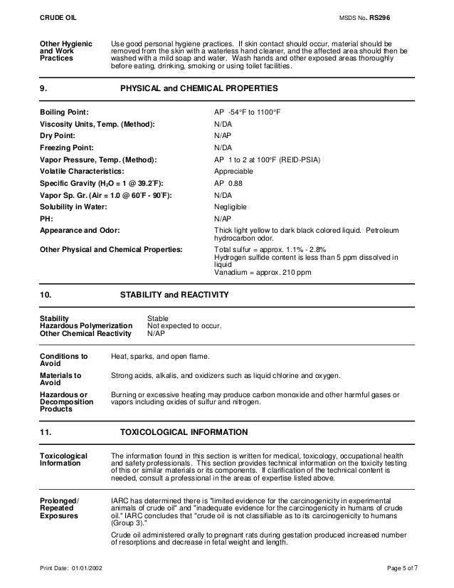 petroleum oil msds