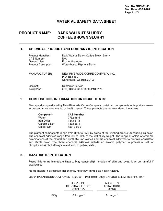 NROchre MSDS Dark Walnut & Coffee Brown Mulch Slurry