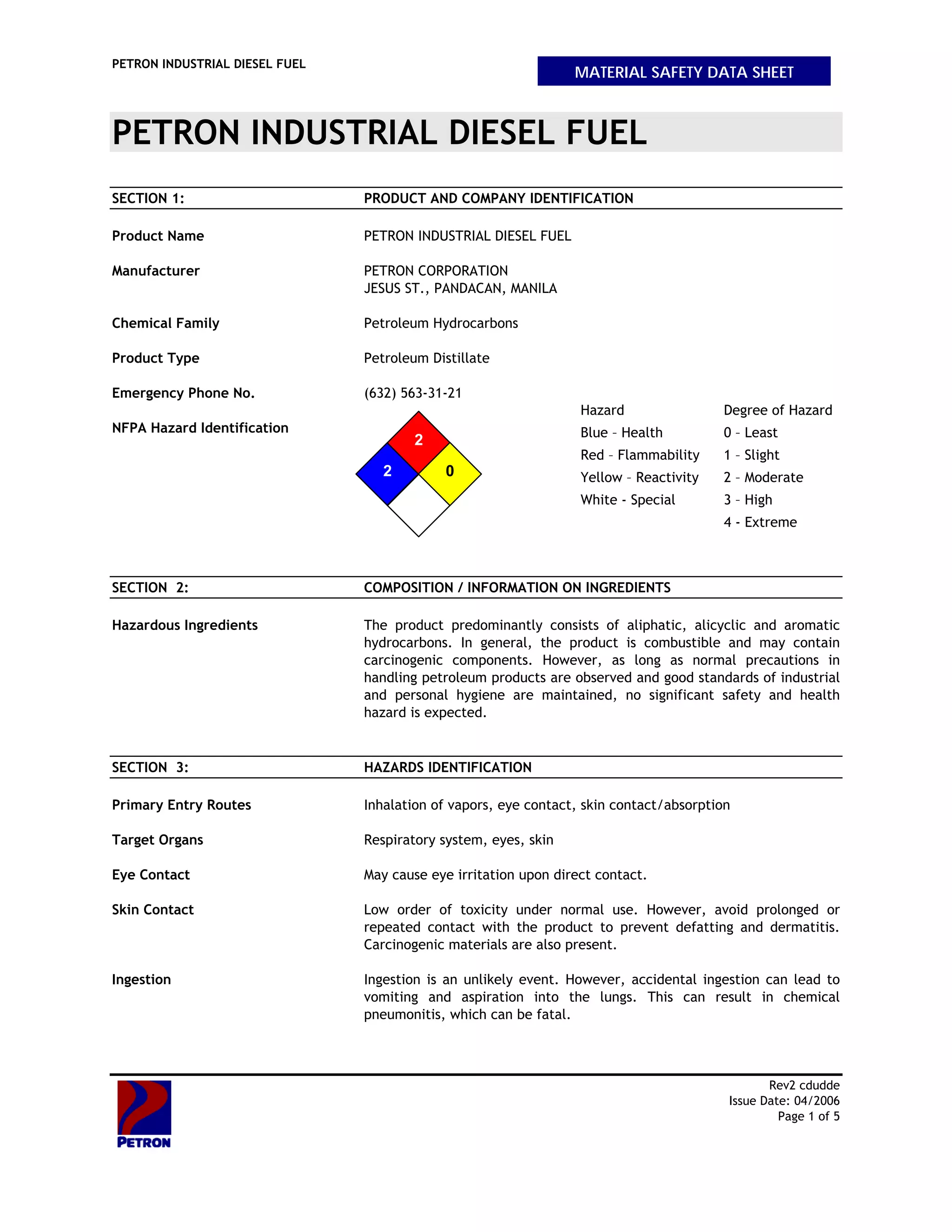 Diesel Sds Shell Petroleo Crudo Msds
