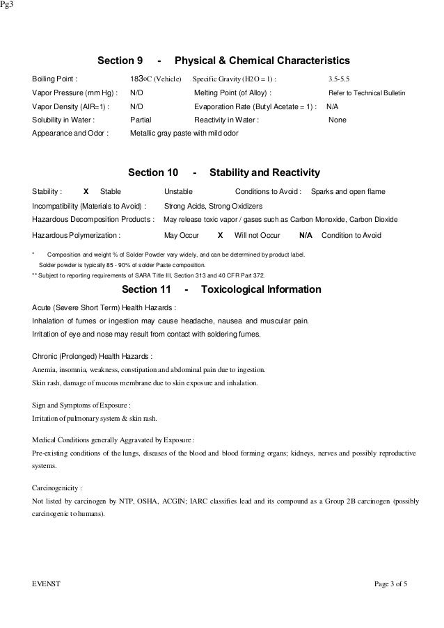 Msds solder paste VD2001G