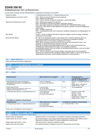 Msds ca701275 nl zoxis 250 sc bg v7.0 clp | PDF