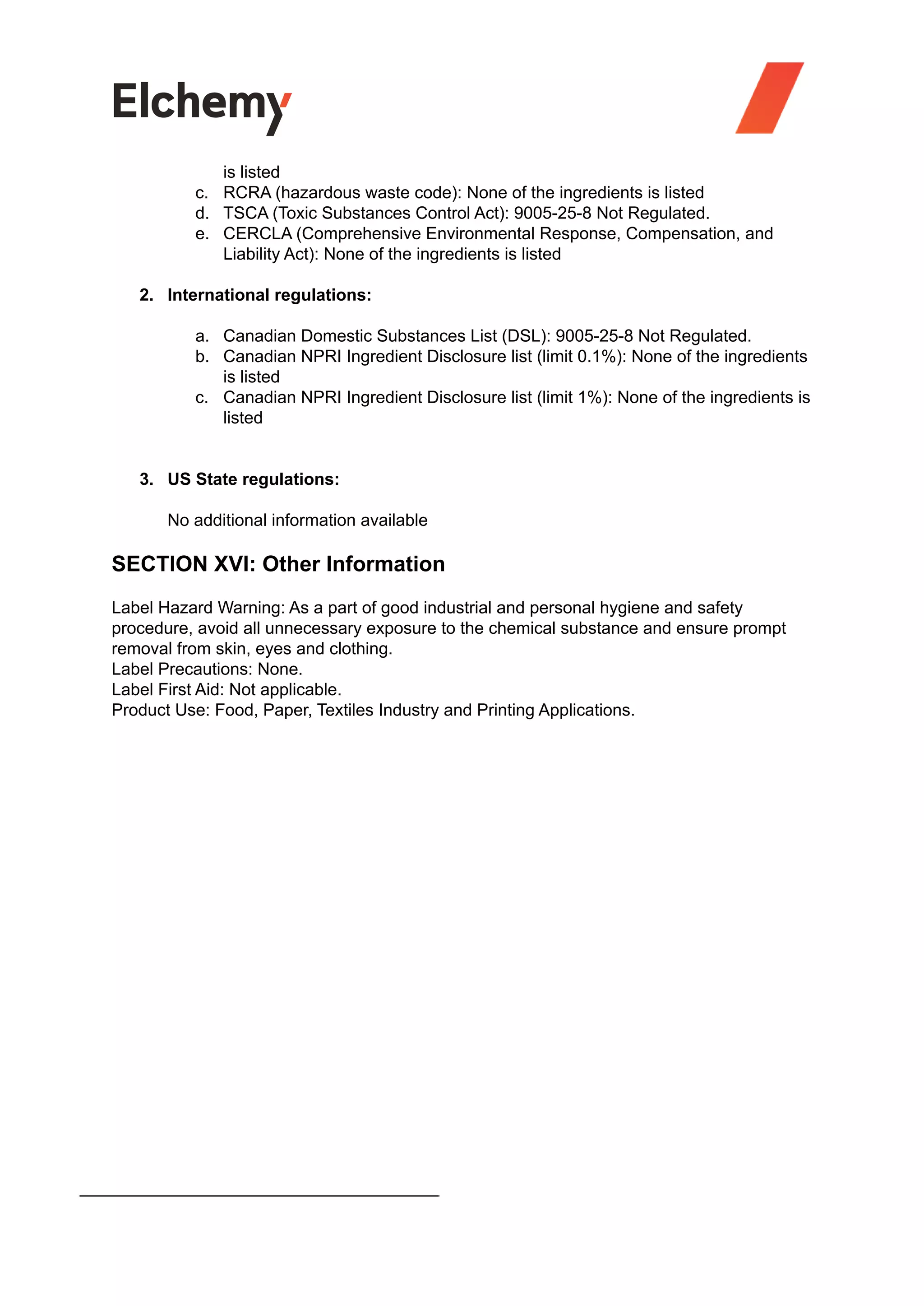 Corn Starch MSDS Elchemy PDF
