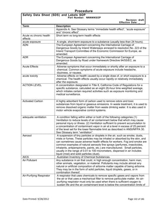 Sds Appendix MSDS SDS labelling SOP GHS of classification labelling of chem | DOC