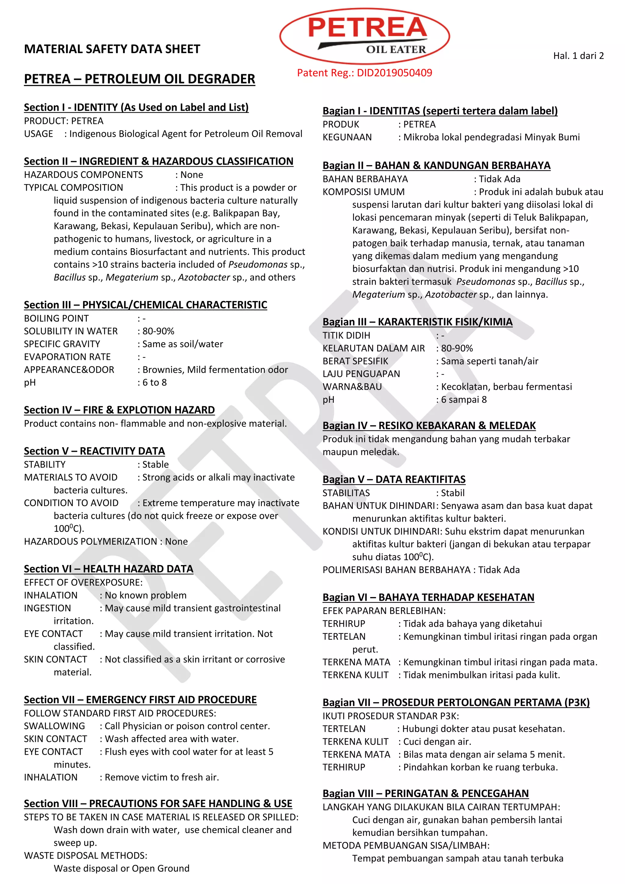 MSDS Petrea Oil Eater.pdf