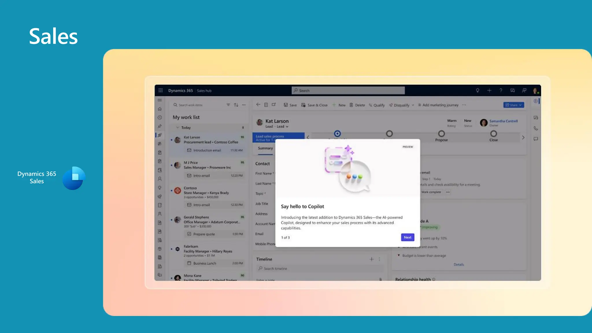 Sales
Dynamics 365
Sales
 