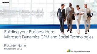 Presenter Name Building your Business Hub:Microsoft Dynamics CRM and Social Technologies MONTH 00, 2011 