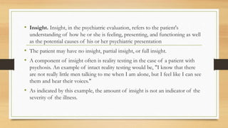 Levels Of Insight Mental Status Examination presentation.. | PPTX