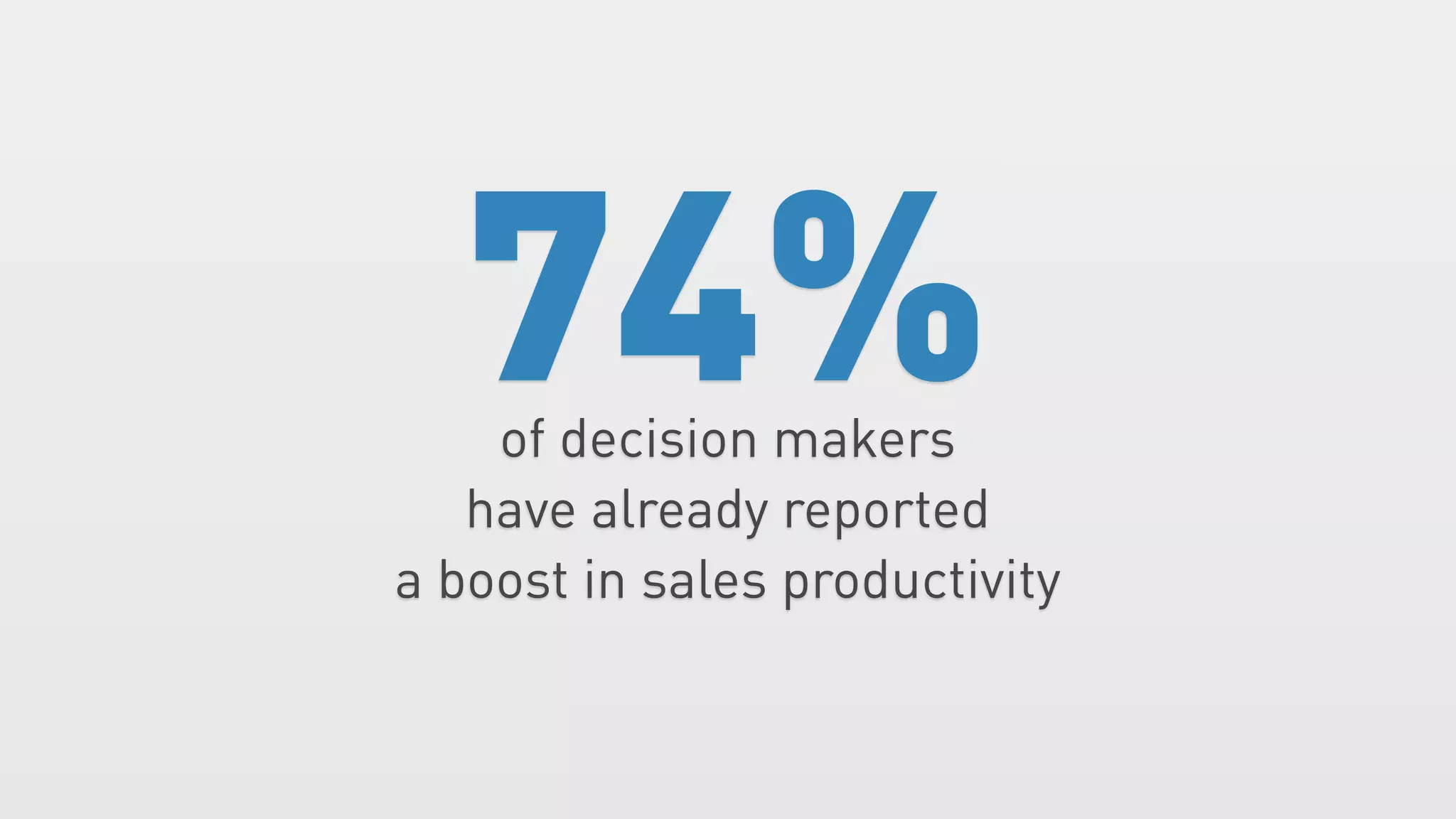 74%
    of decision makers
   have already reported
a boost in sales productivity
 