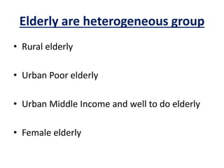 medico social problems of elderly in india | PPTX