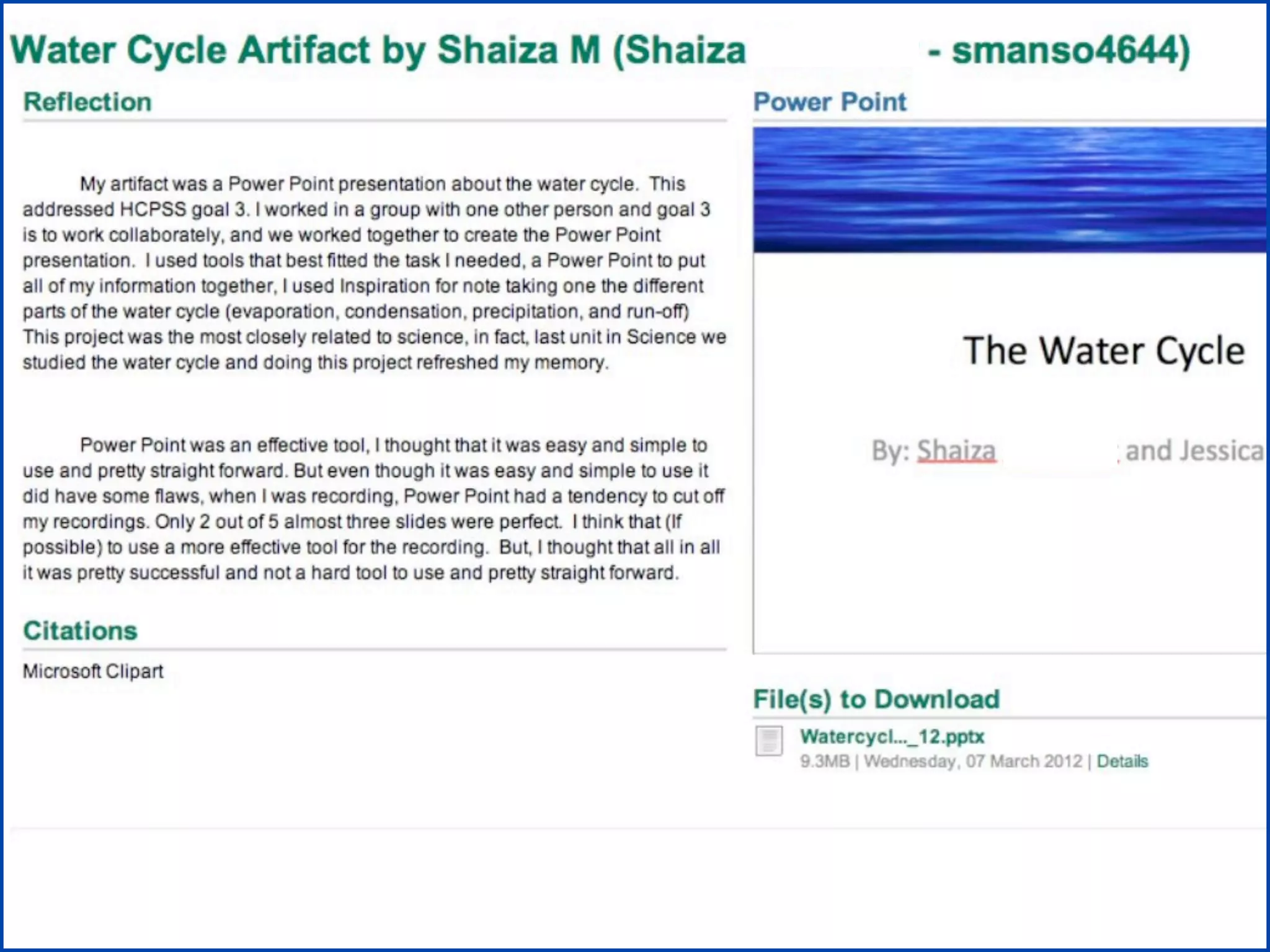 ePortfolio Presentation, Common Ground 2012