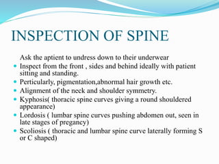 Inspect Spinal Alignment Musculoskeletal examination | PPTX