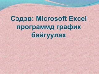 Сэдэв: Microsoft Excel
 программд график
     байгуулах
 