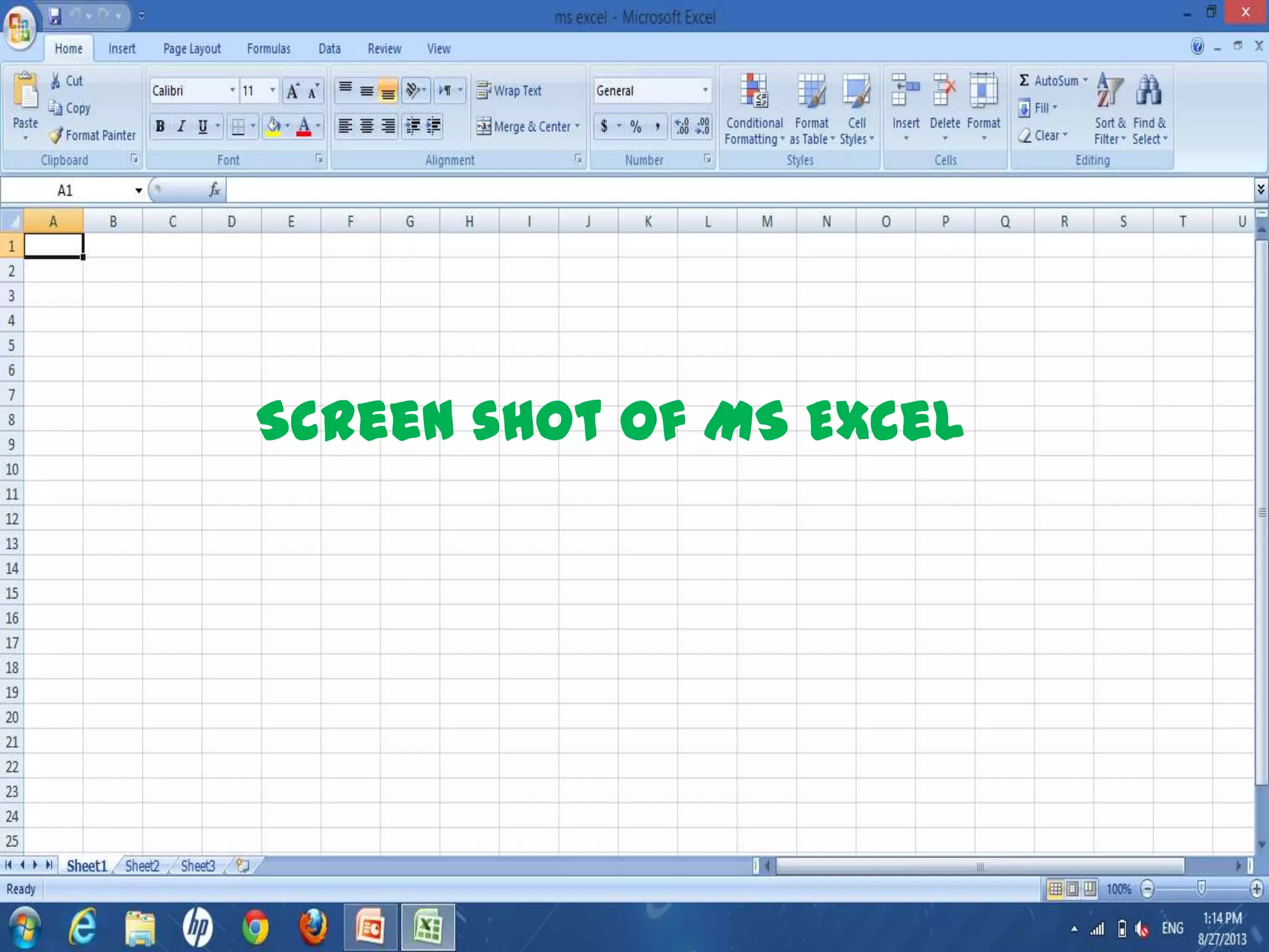 Screen shot of MS Excel

 