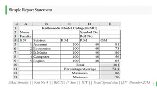 BEST FOR You
O R G A N I C S C O M P A N Y
SimpleReportStatement
9Bikal Shrestha || Roll No-4 || BICTE 1st Sem || ICT || Excel Spread sheet||21st December,2018
 