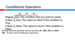Express Arguments Using Conditional Introduction to micro soft Training ms Excel.ppt