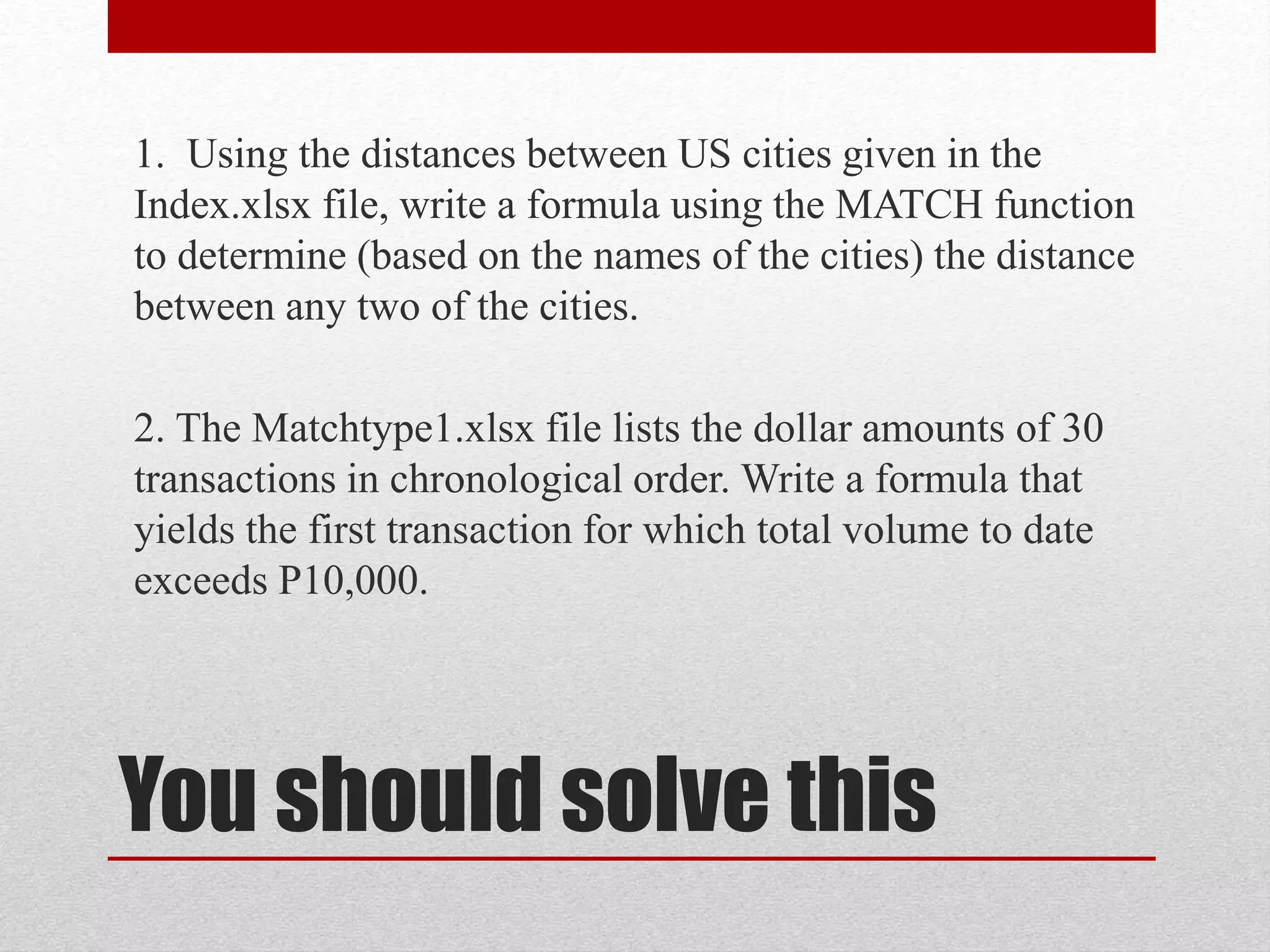 Ms excel match function pptx