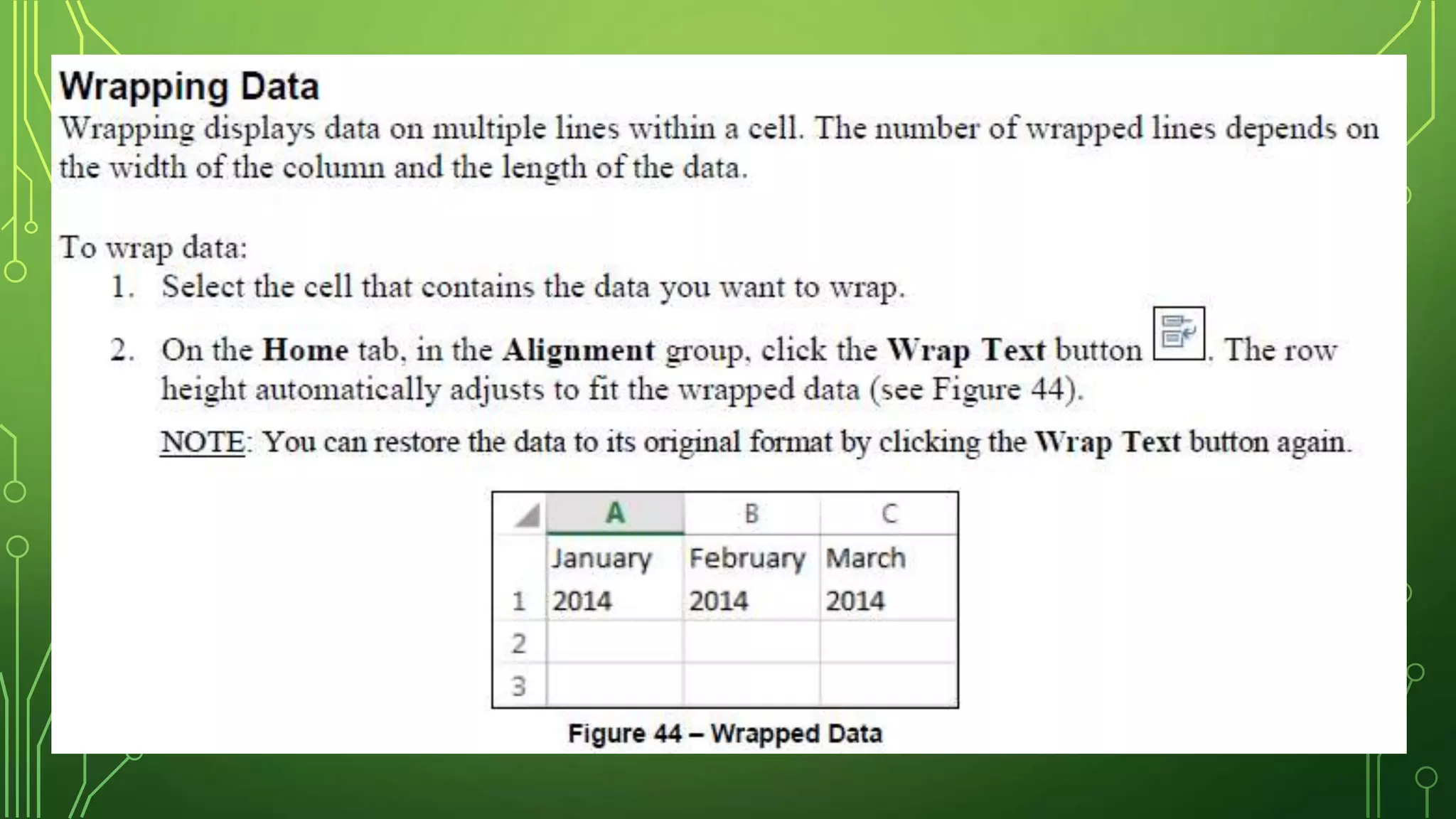 Ms excel 2013 formatting worksheets