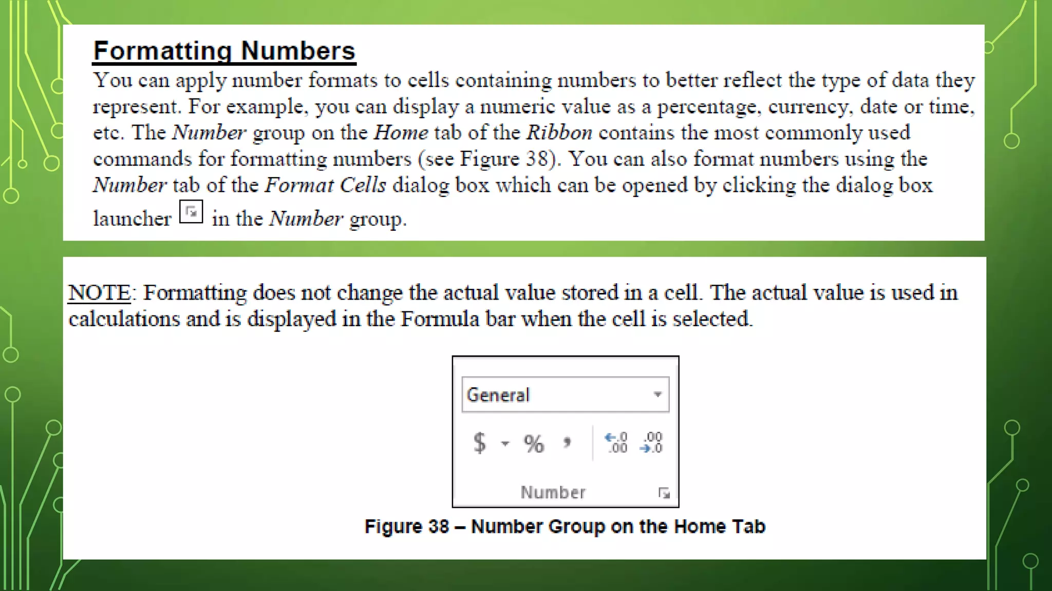 Ms excel 2013 formatting worksheets