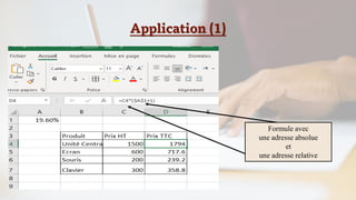 Application (1)
Formule avec
une adresse absolue
et
une adresse relative
 