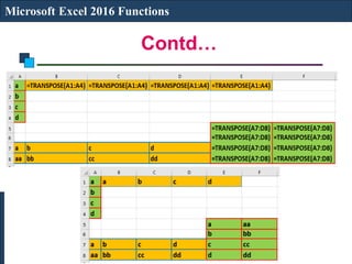 Contd…
Microsoft Excel 2016 Functions
 