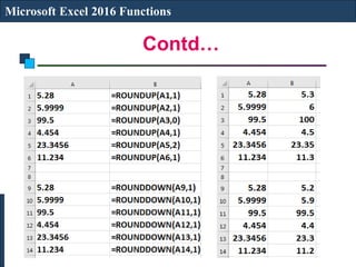 Contd…
Microsoft Excel 2016 Functions
 
