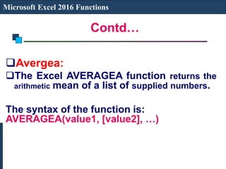 Excel 2016 functions list - bettabarter