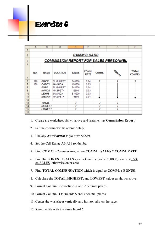 ms excel excersices ms excel exercise