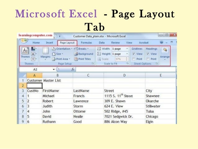 ms excel page layout ms excel description
