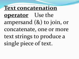 MS Excel: The Four Types of Operator | PPTX