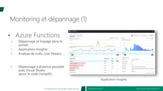 Microsoft experiences’17#experiences17Architectures Serverless dans Azure
Monitoring et dépannage (1)
Application Insights
 