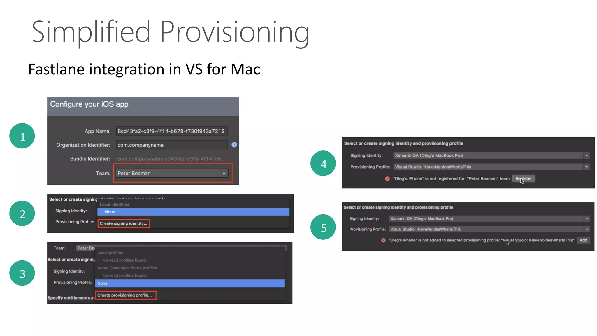 Simplified Provisioning
Fastlane integration in VS for Mac
1
2
3
4
5
 