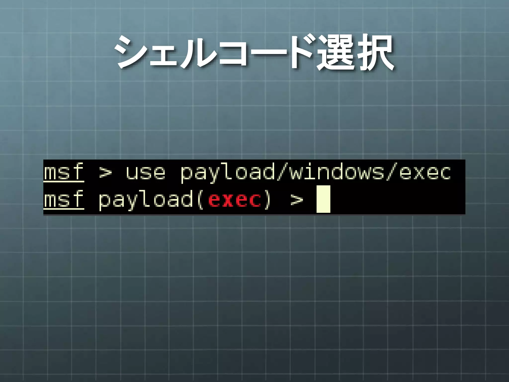 シェルコード選択
 