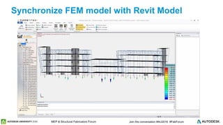 © 2016 Autodesk© 2016 Autodesk Join the conversation #AU2016 #FabForumMEP & Structural Fabricators Forum
Synchronize FEM model with Revit Model
 