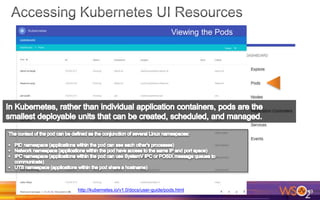 49
Viewing the Pods
http://kubernetes.io/v1.0/docs/user-guide/pods.html
 