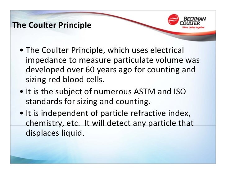 the coulter principle for cellular biological applications coulter principle