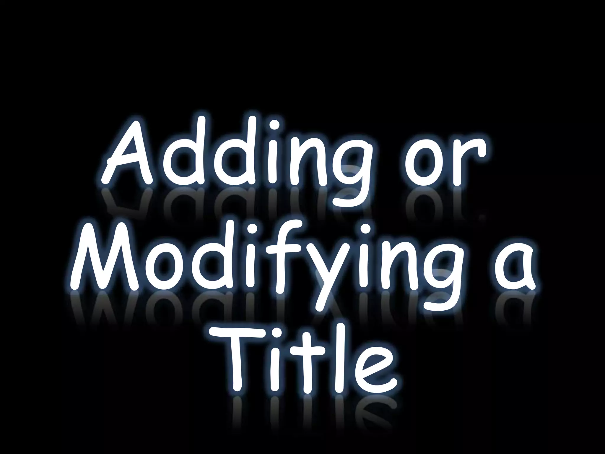 Adding or
Modifying a
  Title
 