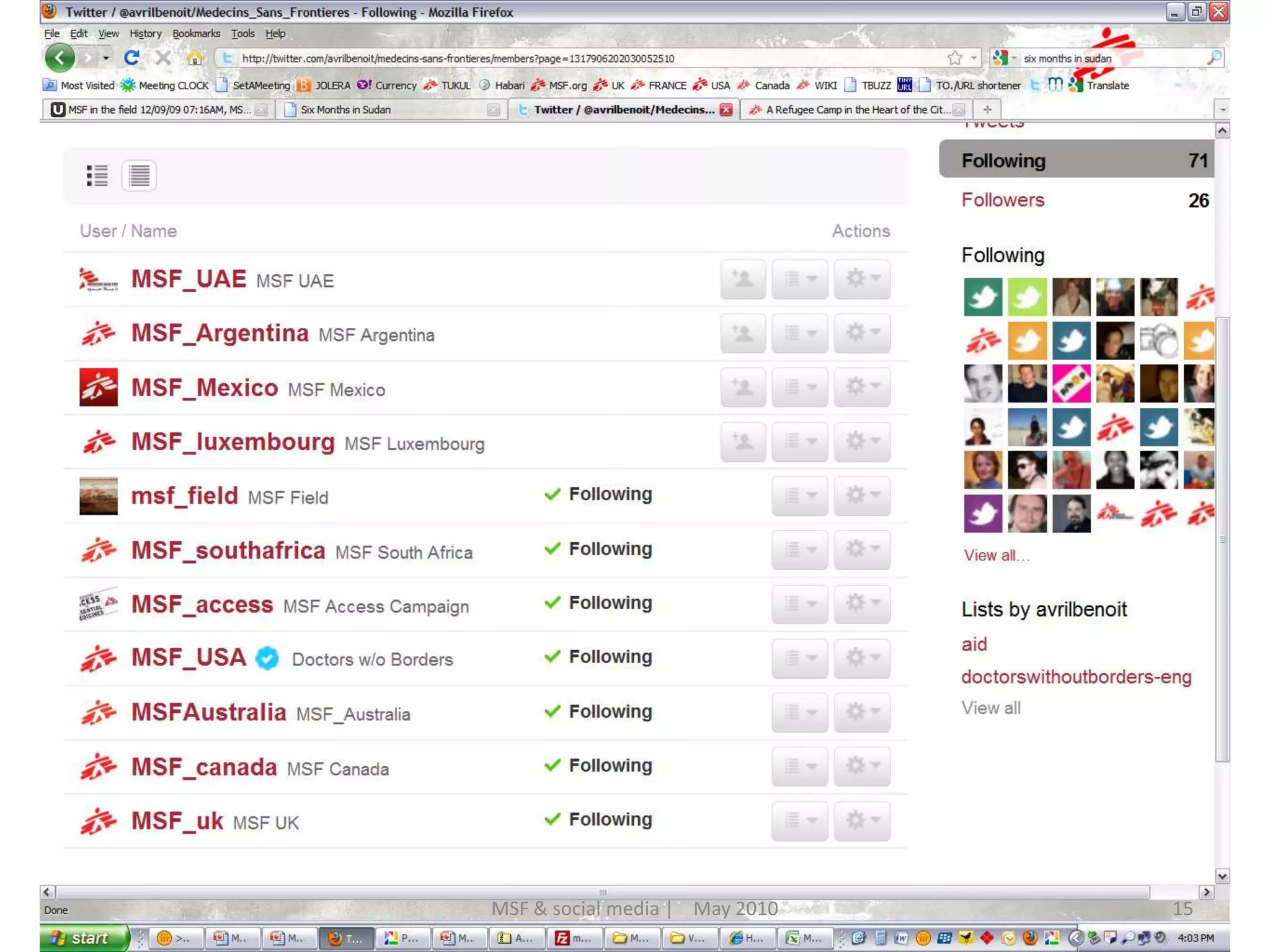 15MSF & social media |    May 2010