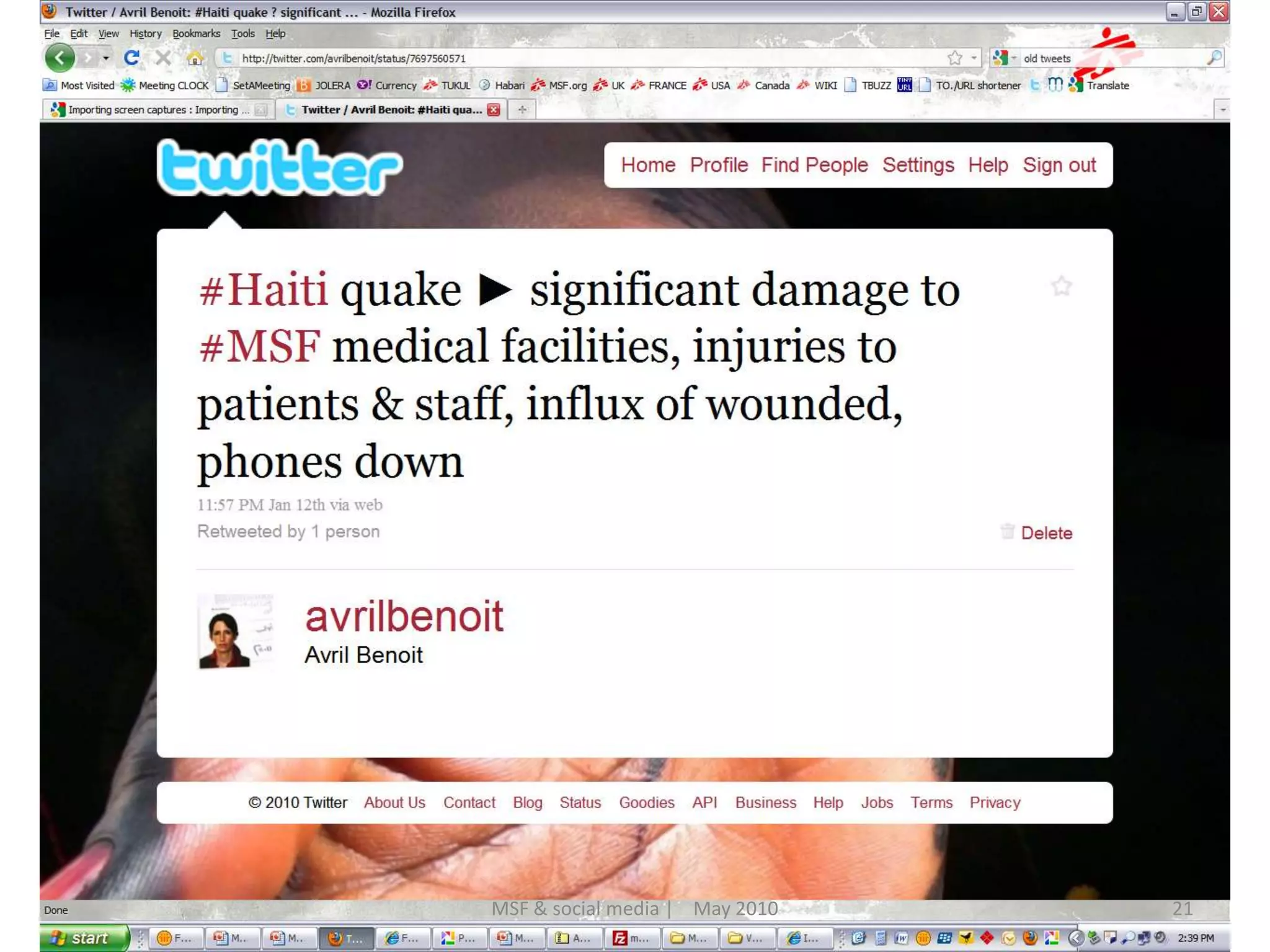 21MSF & social media |    May 2010