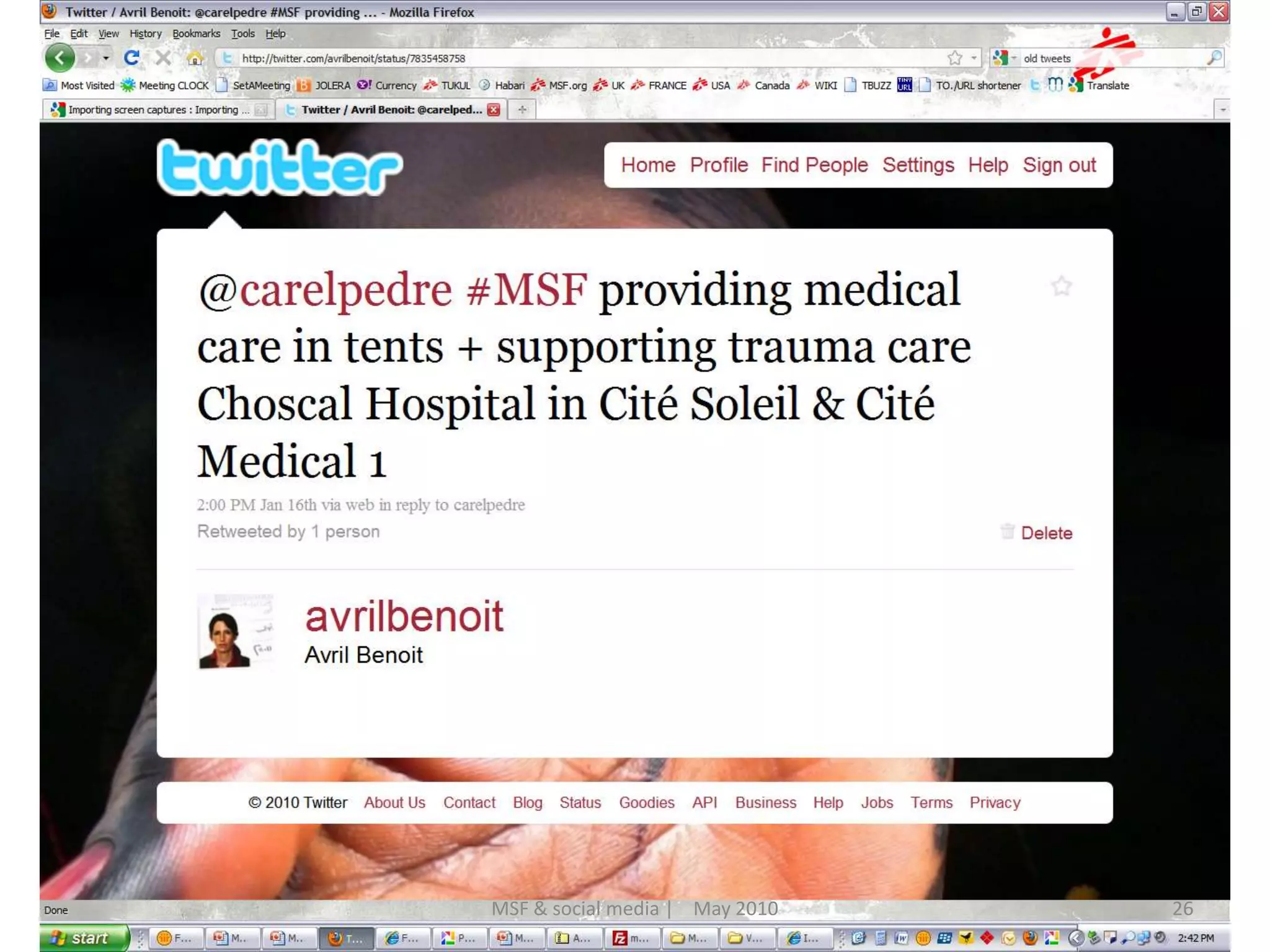 26MSF & social media |    May 2010