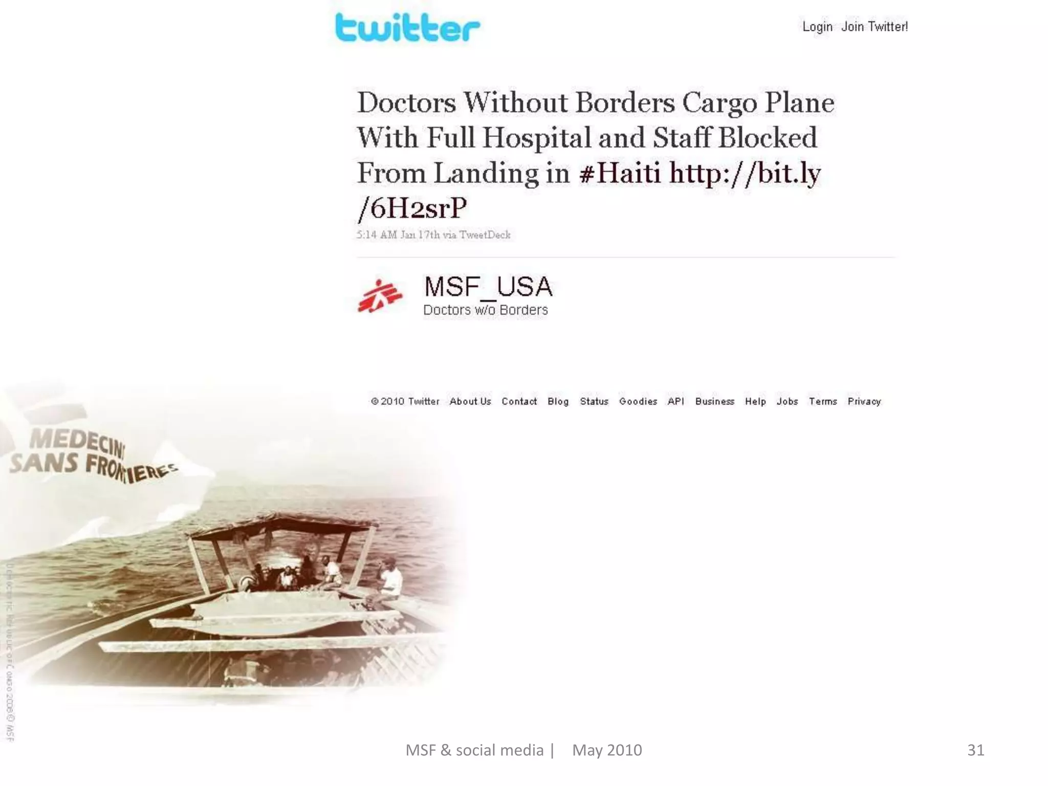 31MSF & social media |    May 2010