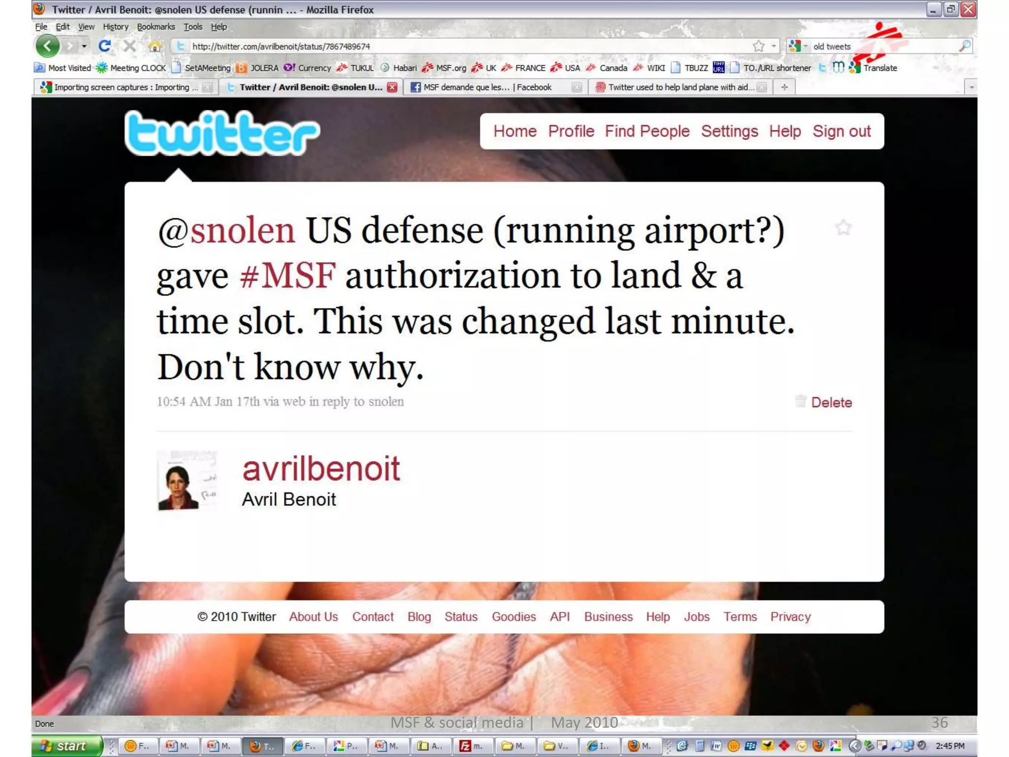 36MSF & social media |    May 2010