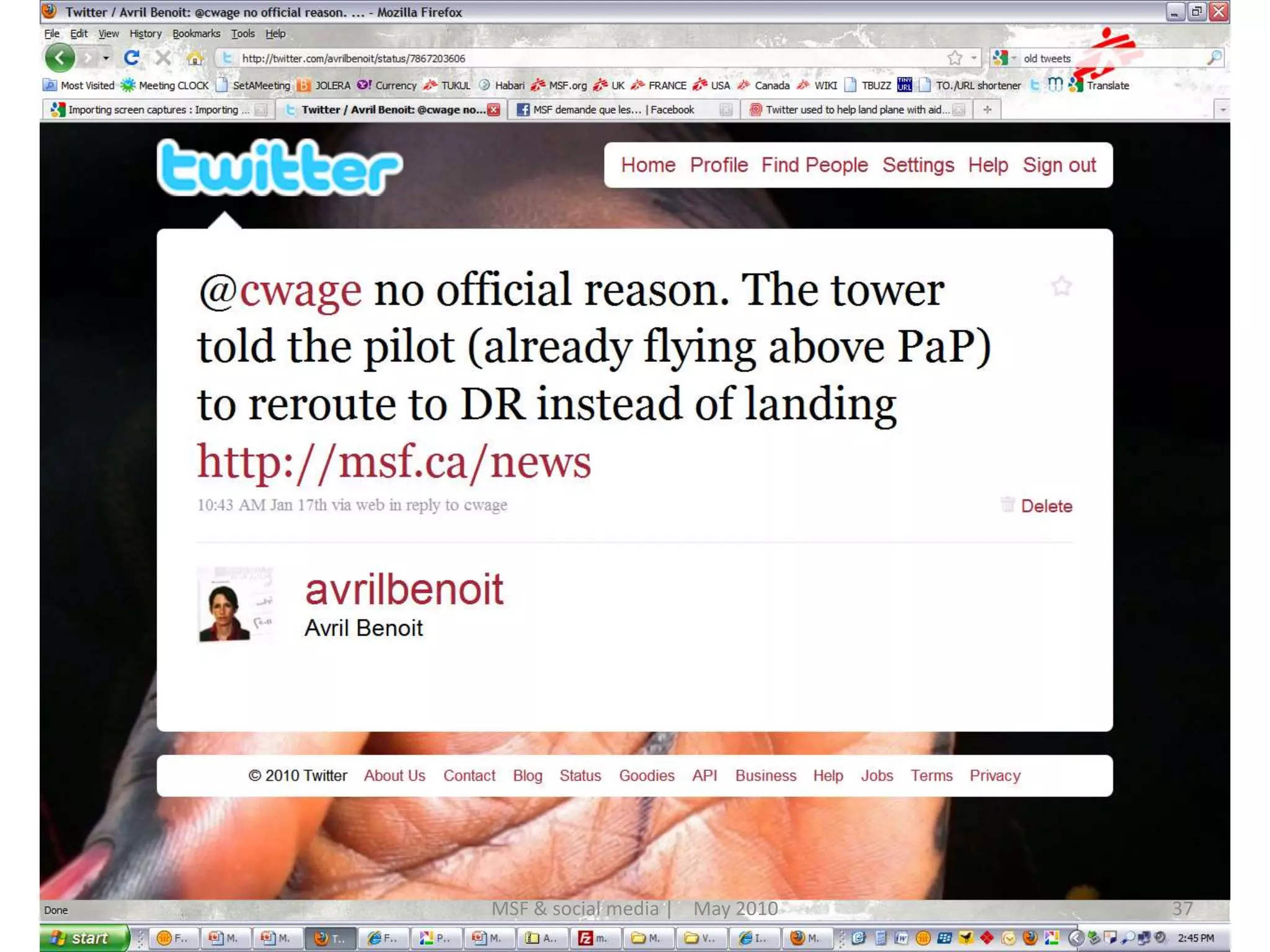 37MSF & social media |    May 2010