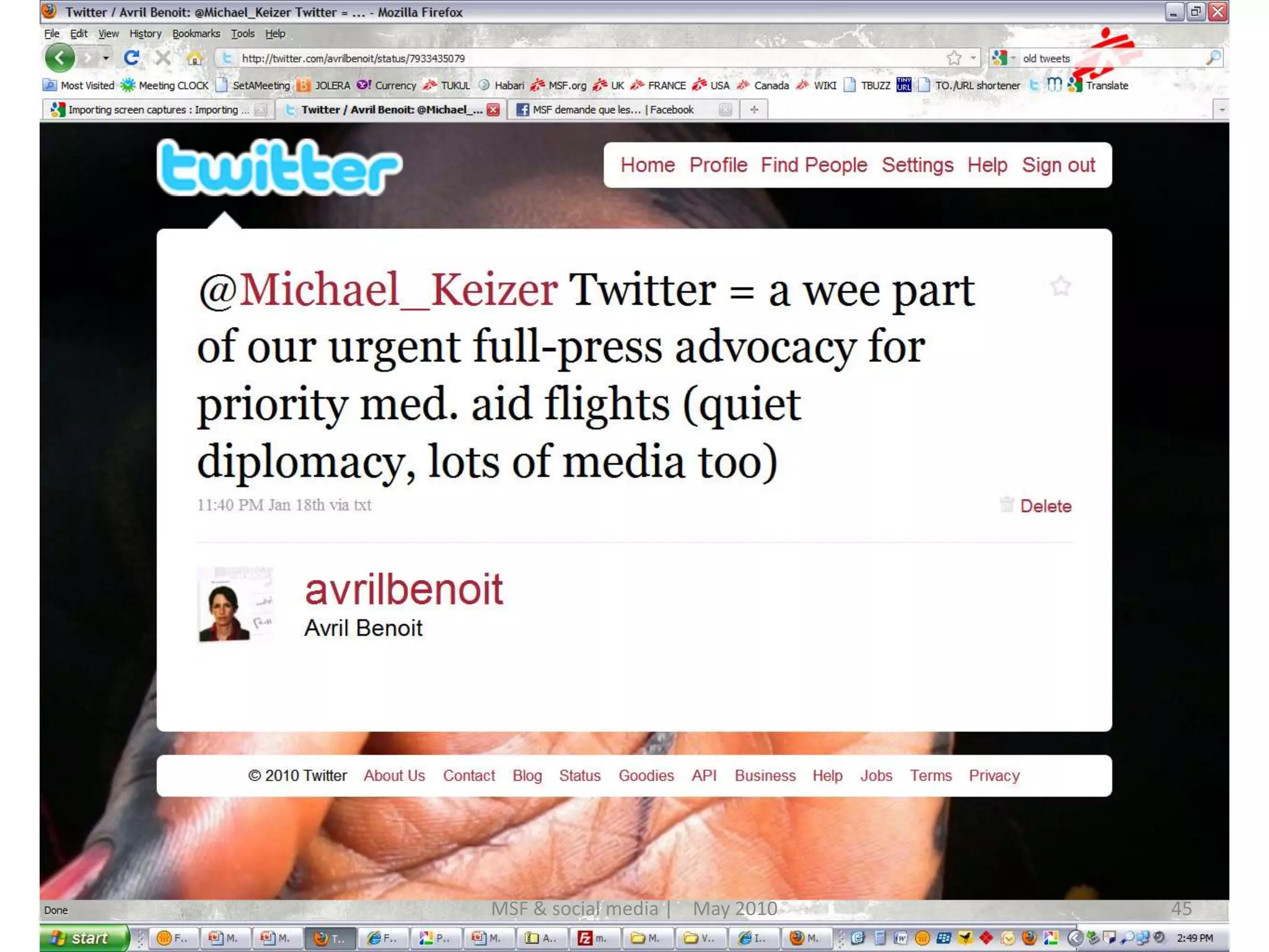 45MSF & social media |    May 2010