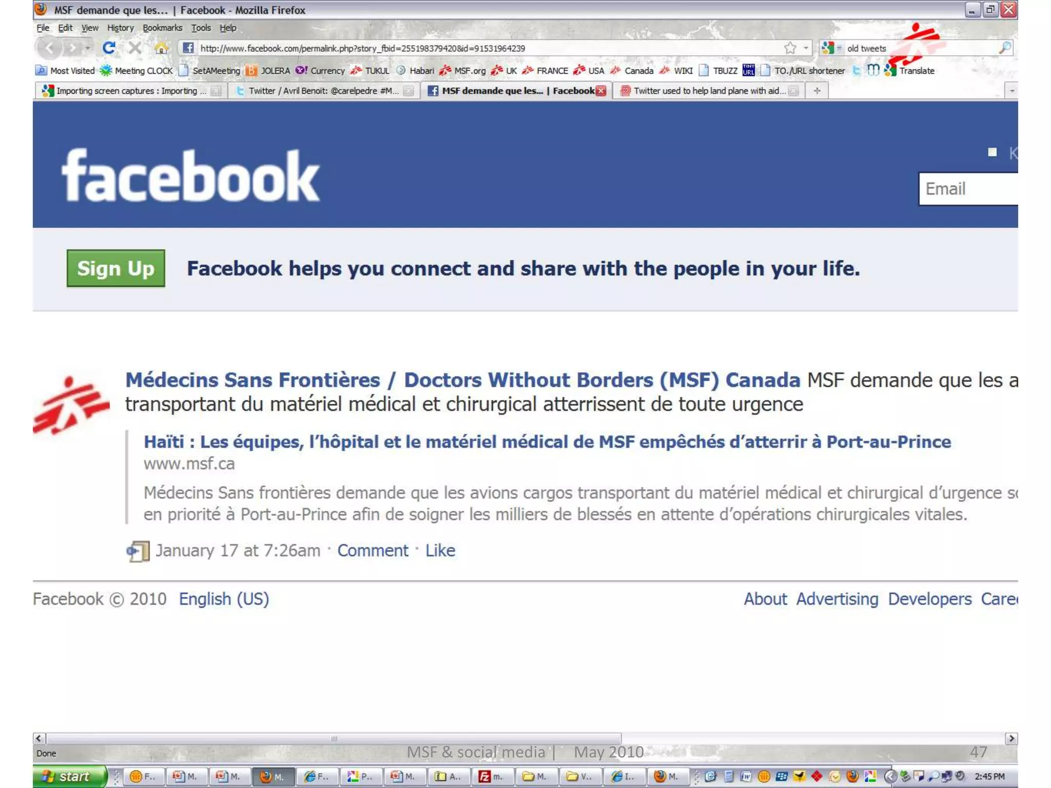 47MSF & social media |    May 2010